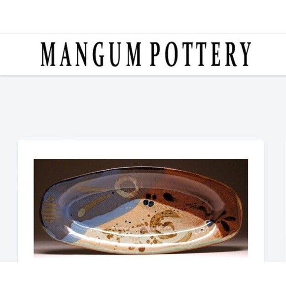 Mangum Pottery, Bread Bowl, 20”x 8 1/2” Abstract, Signed And Dated By The Artist - Picture 1 of 6